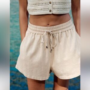 Zara linen blend Drawstring Shorts